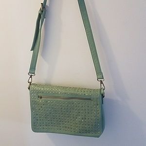 Turquoise studded cross body purse